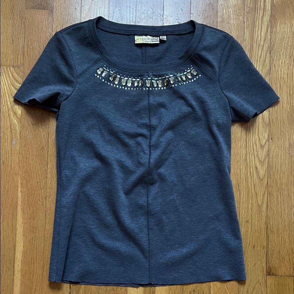 Vera Wang Black Embellished Blouse